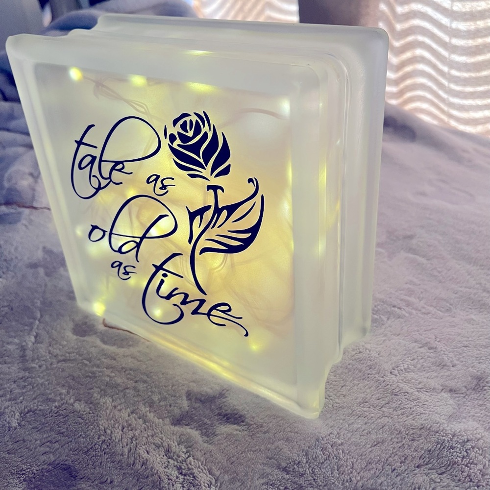 Disney Beauty and the Beast light up glass cube.